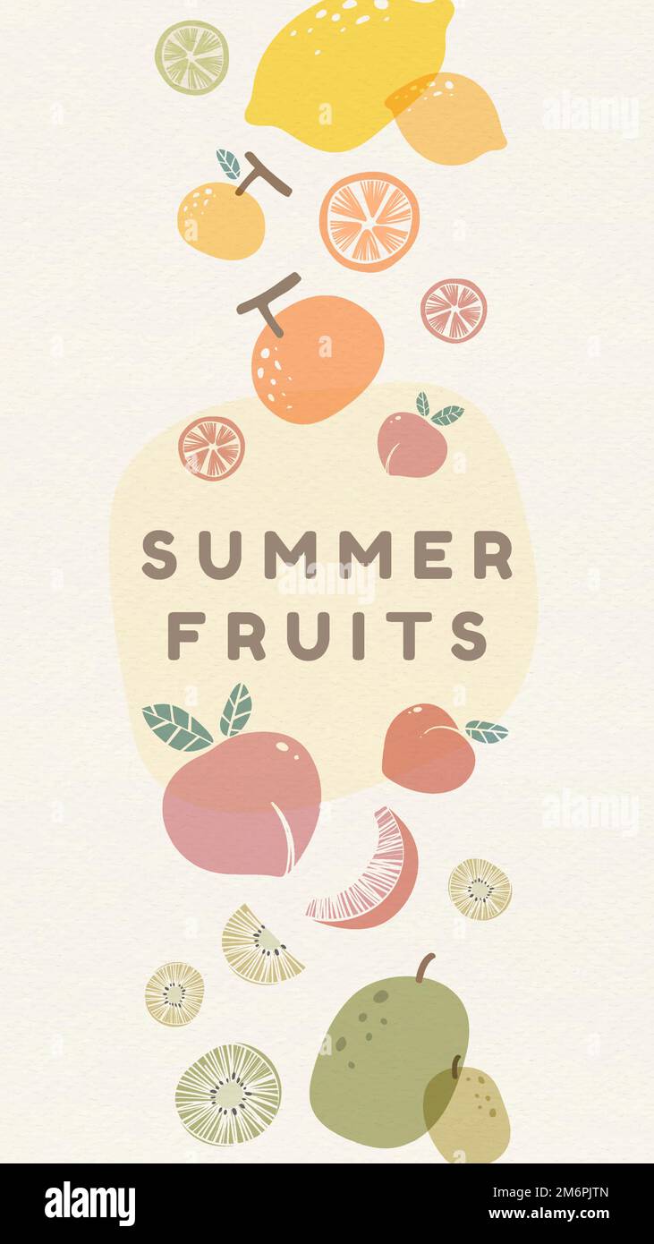 Summer fruits patterned background with design space vector Stock Vector