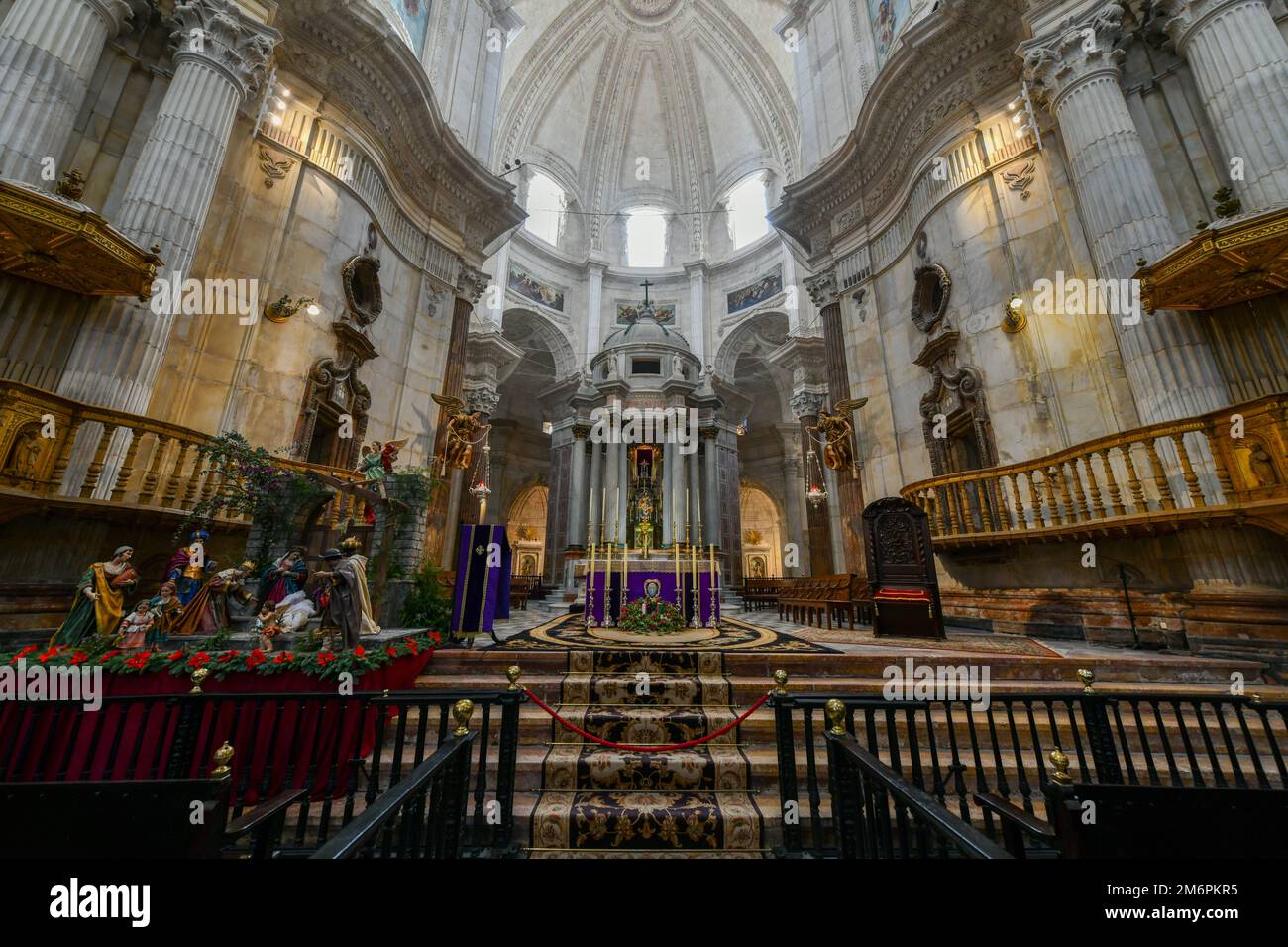 Cadiz, Spain - Dec 5, 2021: Cadiz Cathedral, a Roman Catholic church in Cadiz in southern Spain. Stock Photo