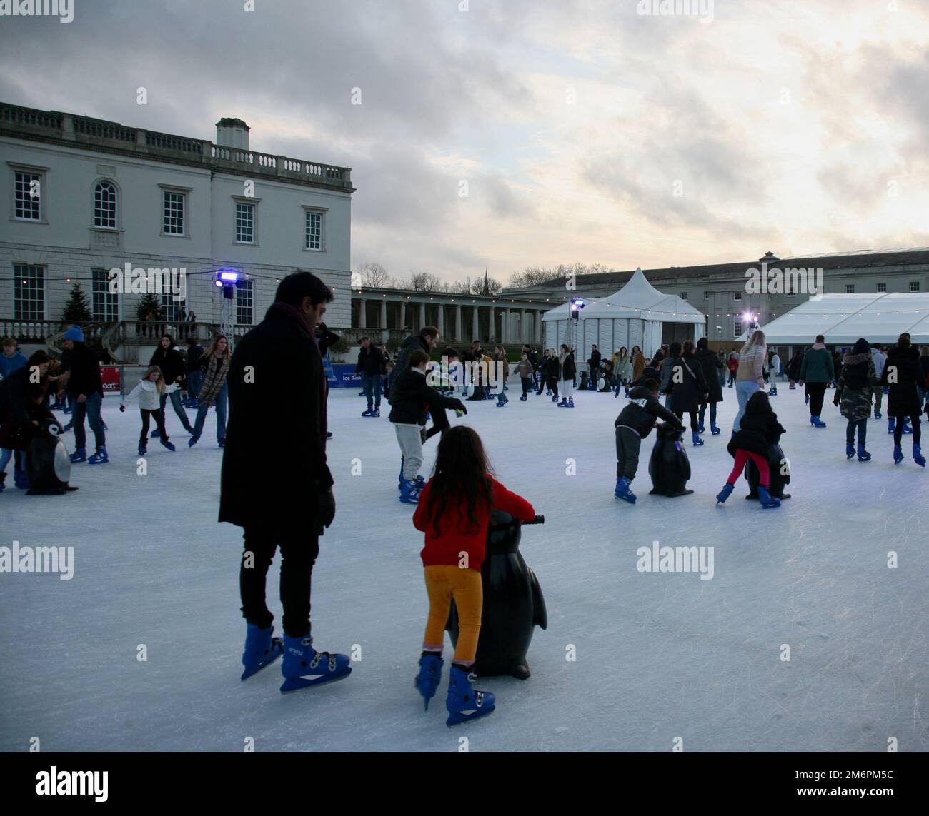 Ice Skating in the centre of Greenwich, London, United Kingdom, Europe