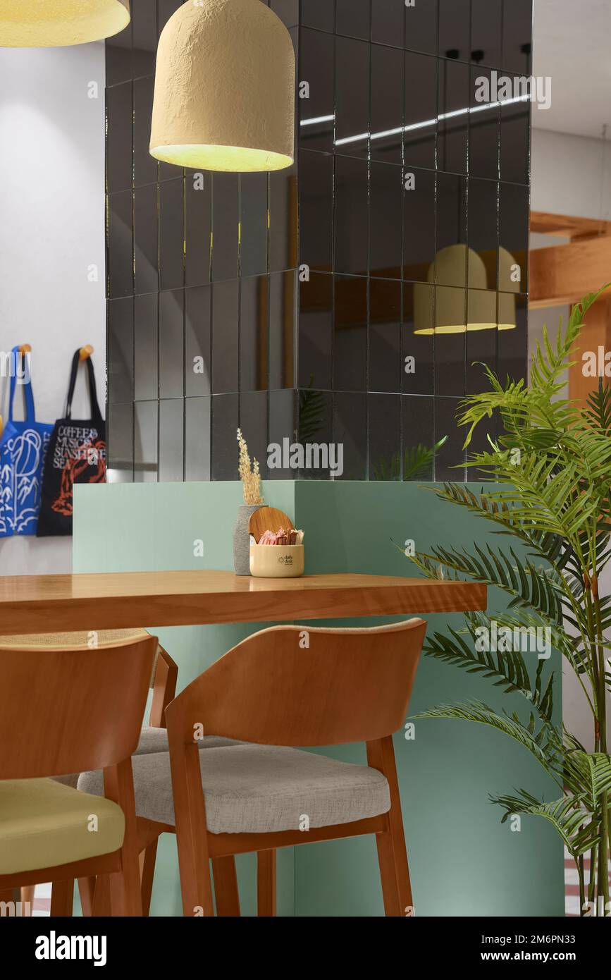 Cafe tables night Stock Photo