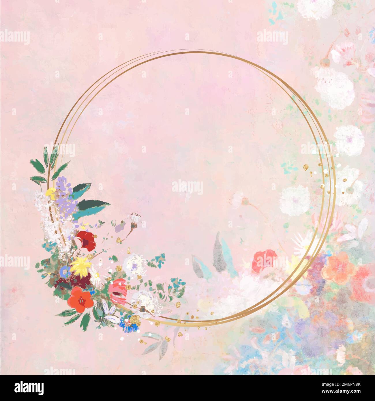 Round gold frame on pastel pink background vector Stock Vector Image & Art Alamy