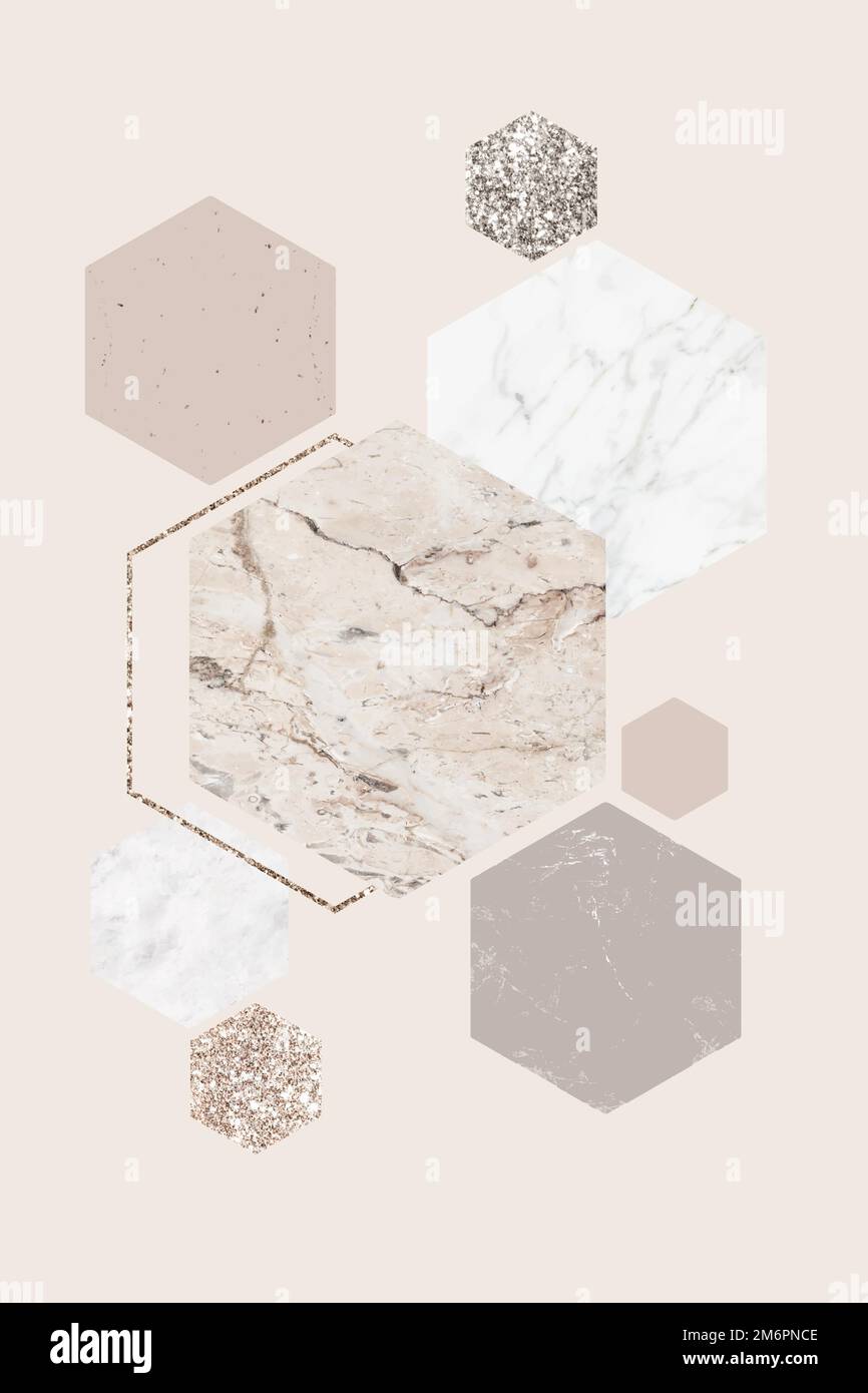 Shimmering marble pentagon collection vector Stock Vector
