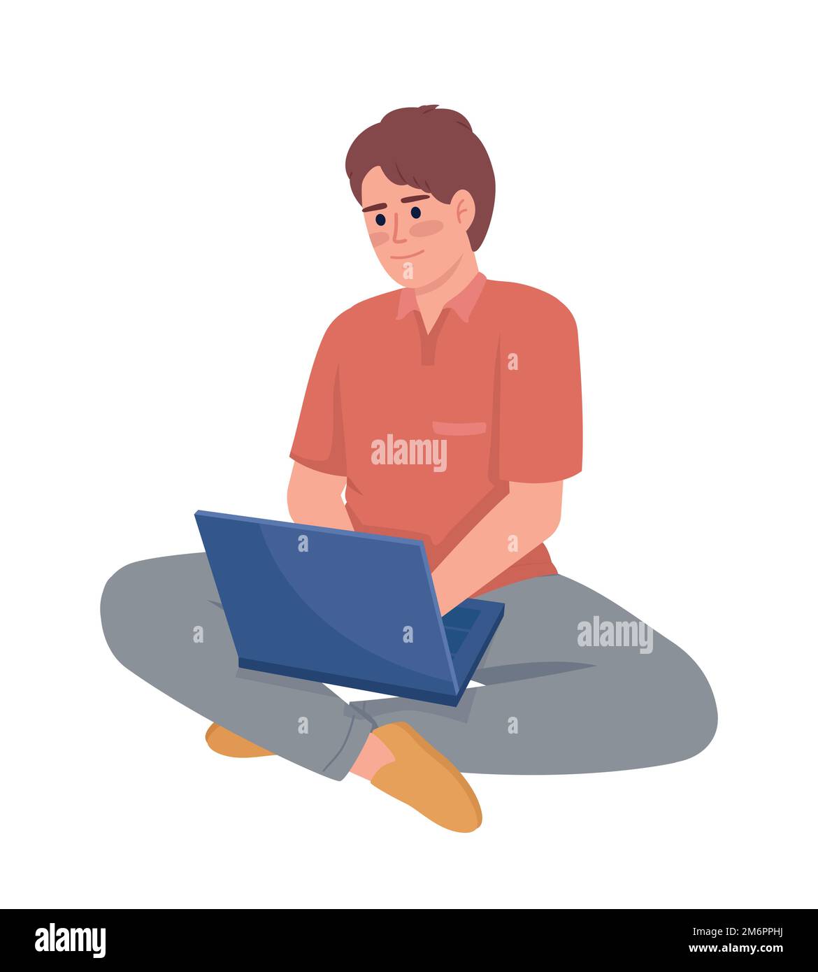 Distance working semi flat color vector character Stock Vector