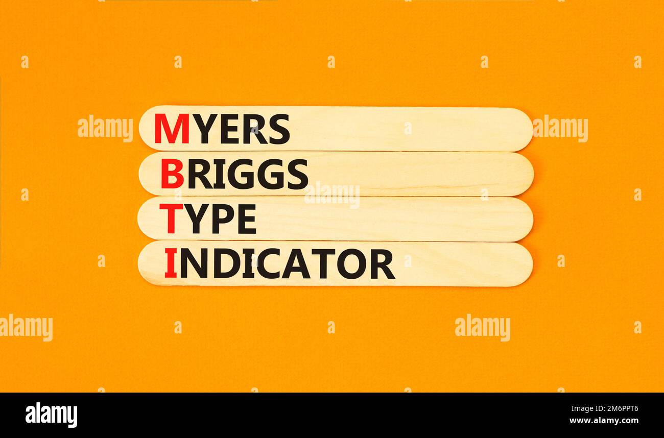 MBTI Myers Briggs type indicator symbol. Concept words MBTI Myers
