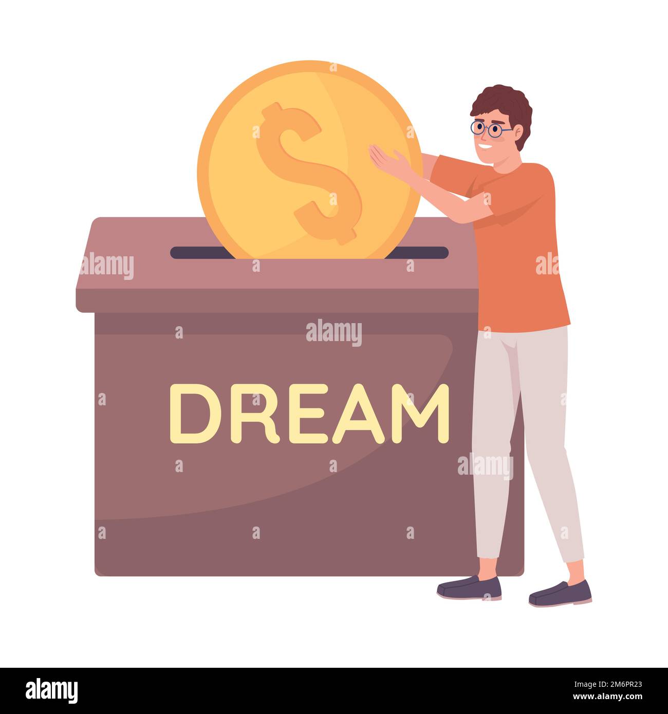 Invest in future semi flat color vector character Stock Vector