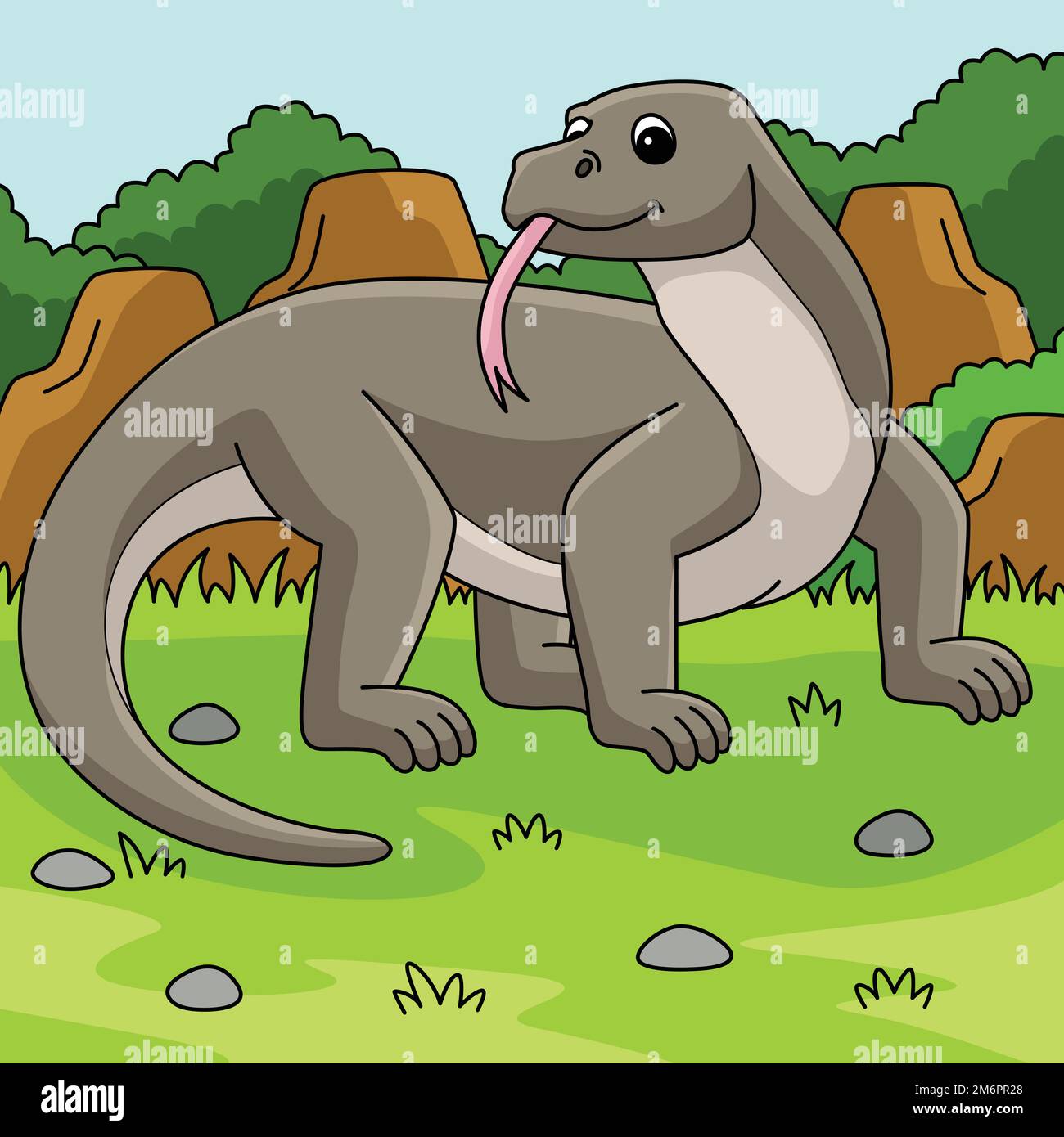 Komodo Dragon Animal Colored Cartoon Illustration Stock Vector