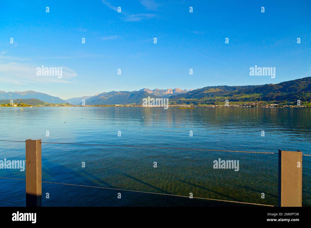 Lake Zurich in Rapperswil-Jona, swiss Alps, Switzerland Stock Photo