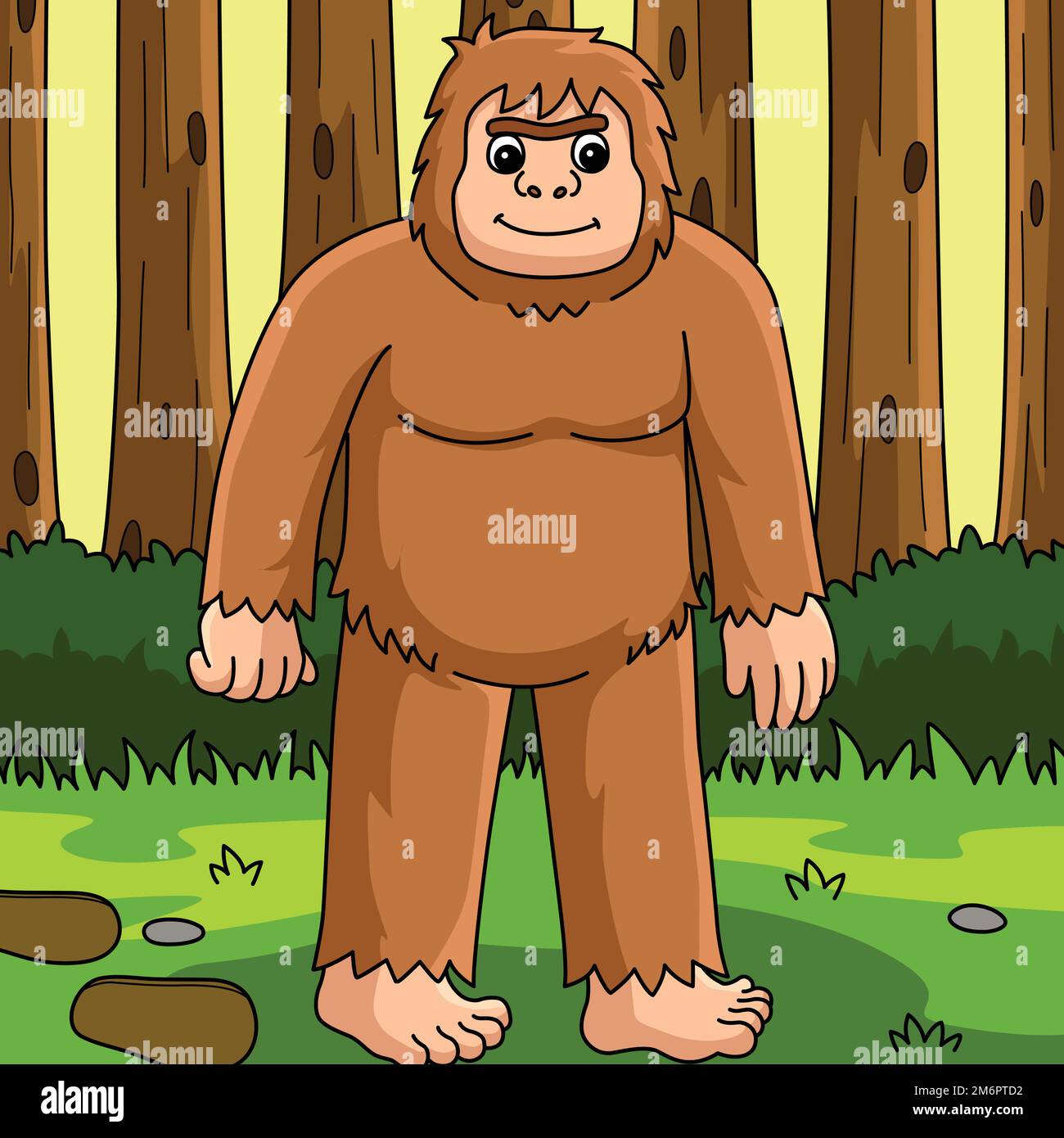 Bigfoot Animal Colored Cartoon Illustration Stock Vector