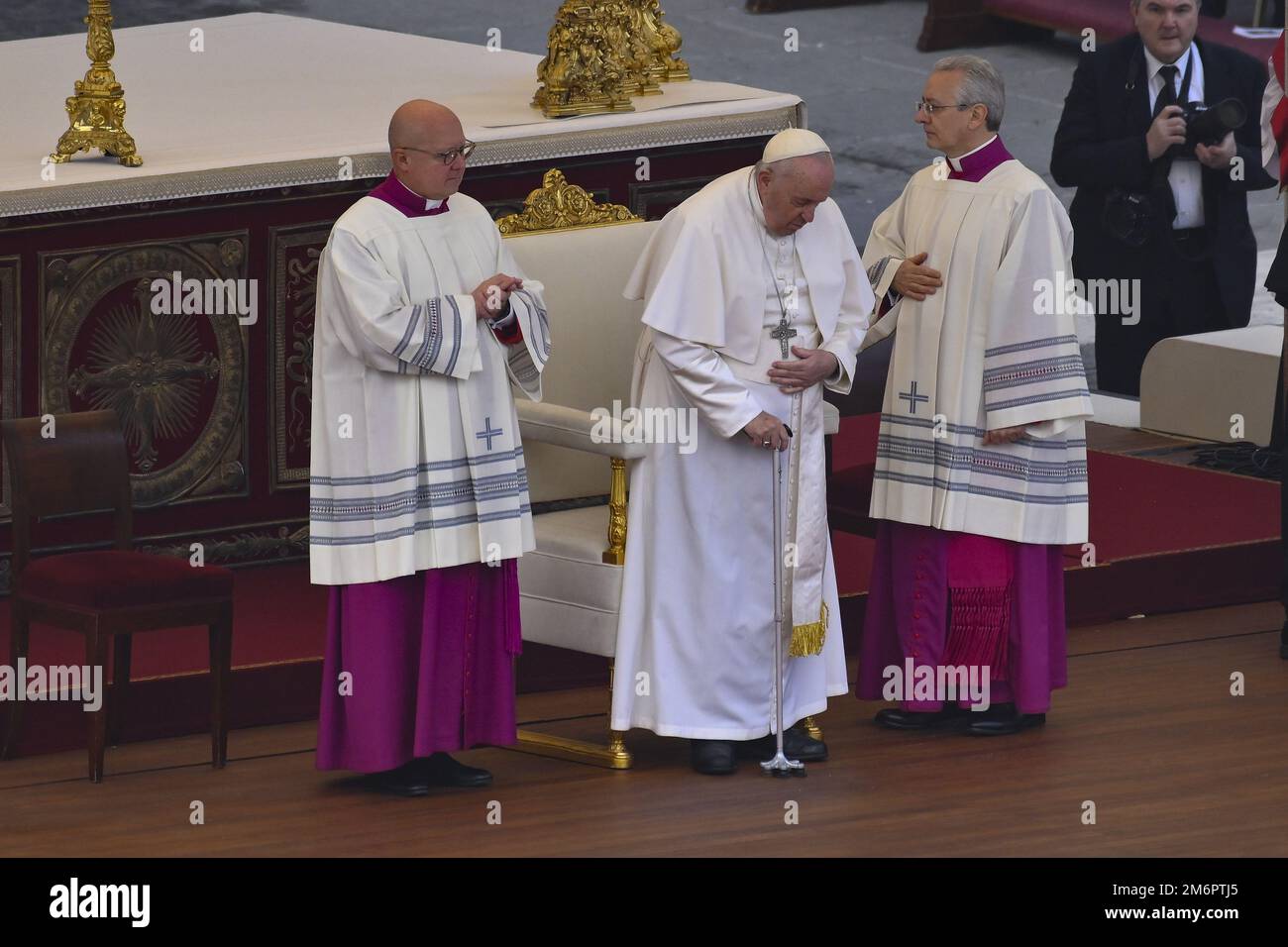 Pope Francis during the Funeral Mass for the Pope Emeritus Benedict XVI ...