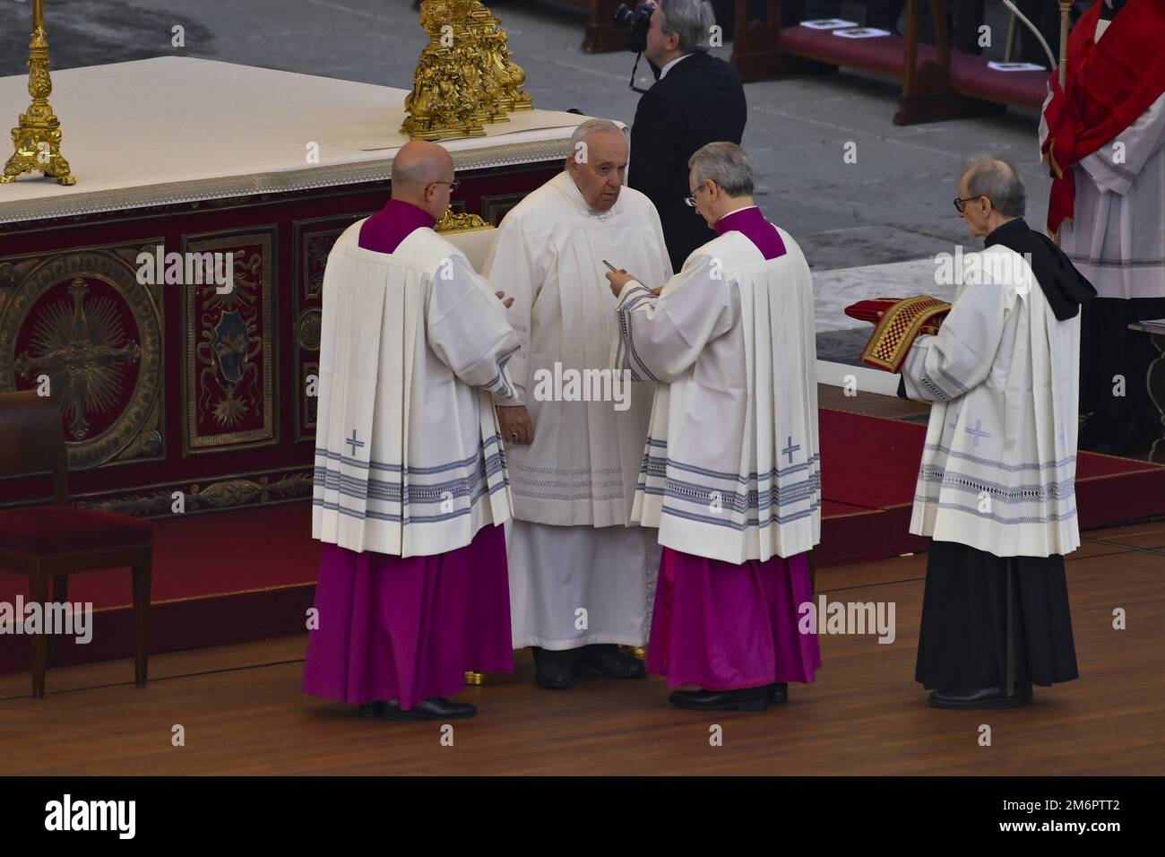 Pope Francis during the Funeral Mass for the Pope Emeritus Benedict XVI ...