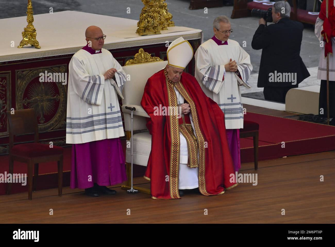 Pope Francis during the Funeral Mass for the Pope Emeritus Benedict XVI ...