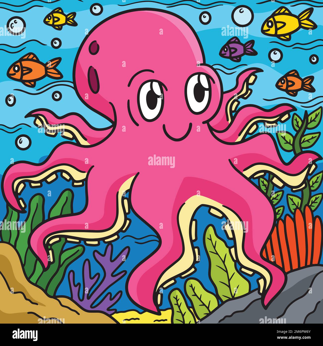 Octopus Marine Animal Colored Cartoon Illustration Stock Vector Image
