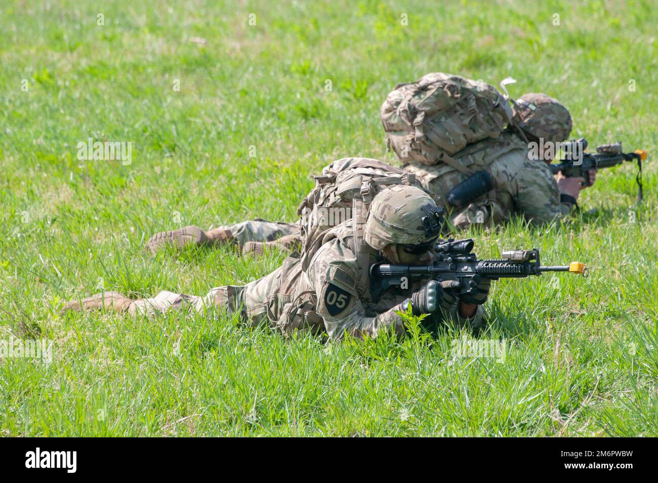 The Week of the Warrior continues as competitors from the 2nd Infantry Division/ROK-U.S. Combined Division finish the third day of events, May 3, 2022, on Camp Humphreys, Republic of Korea. The third day saw the Soldiers complete an air assault from Camp Casey to Camp Humphreys and complete a course that tested various warrior tasks and battle drills. Stock Photo