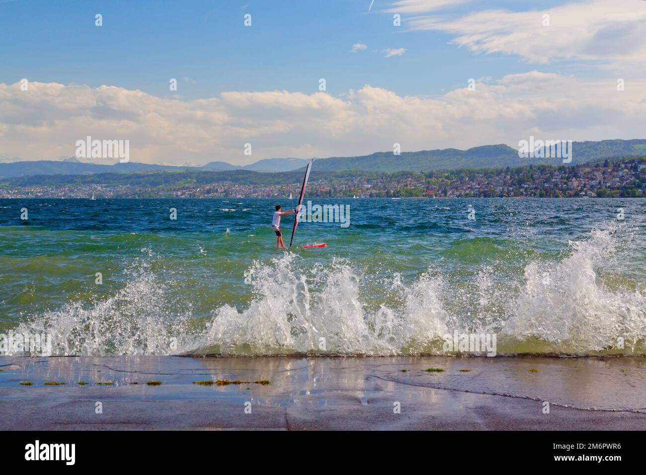 Storm on Lake Zurich, Swizerland Stock Photo