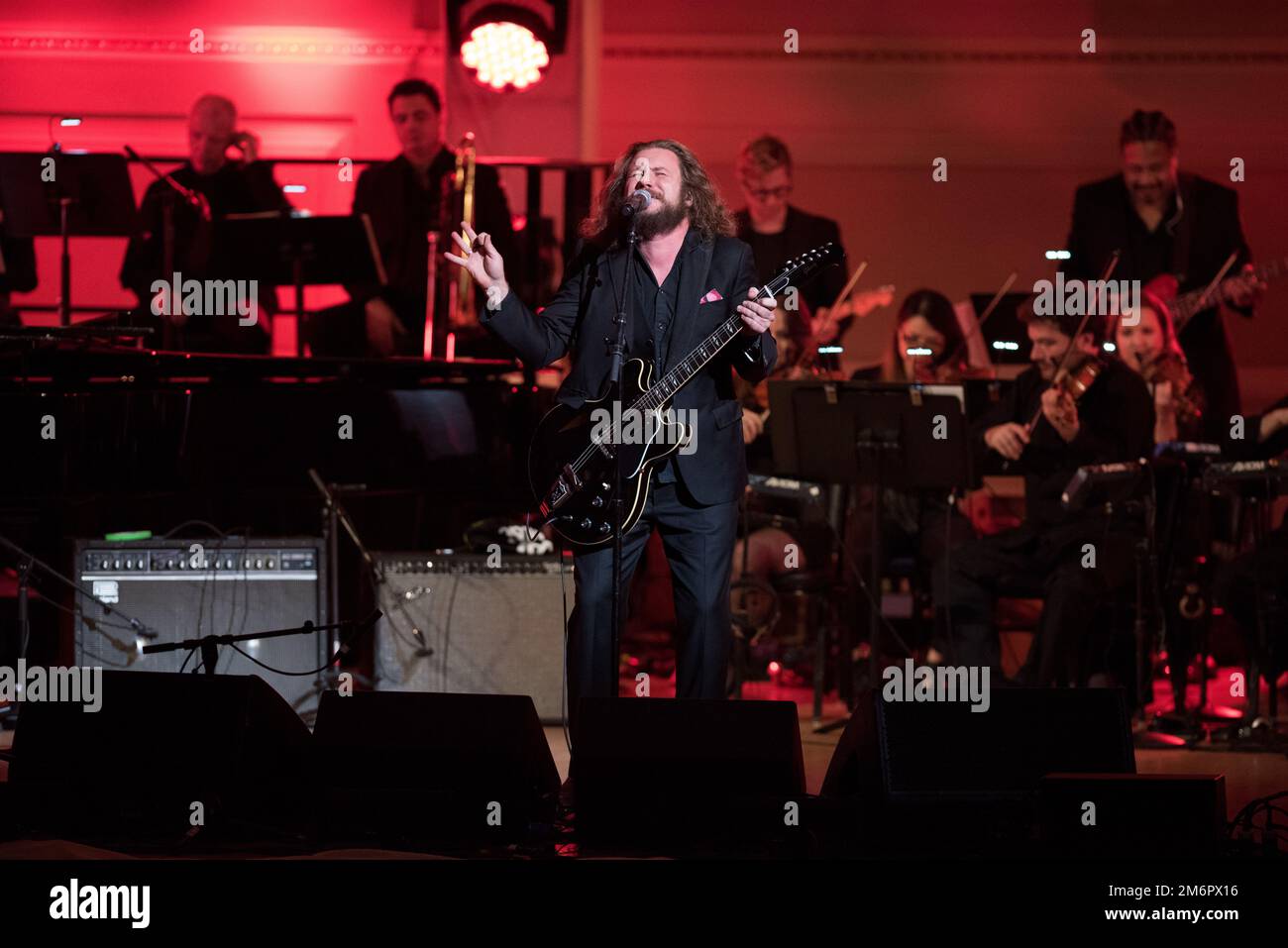 Jim James of My Morning Jacket performs at the David Lynch Foundation Benefit Stock Photo
