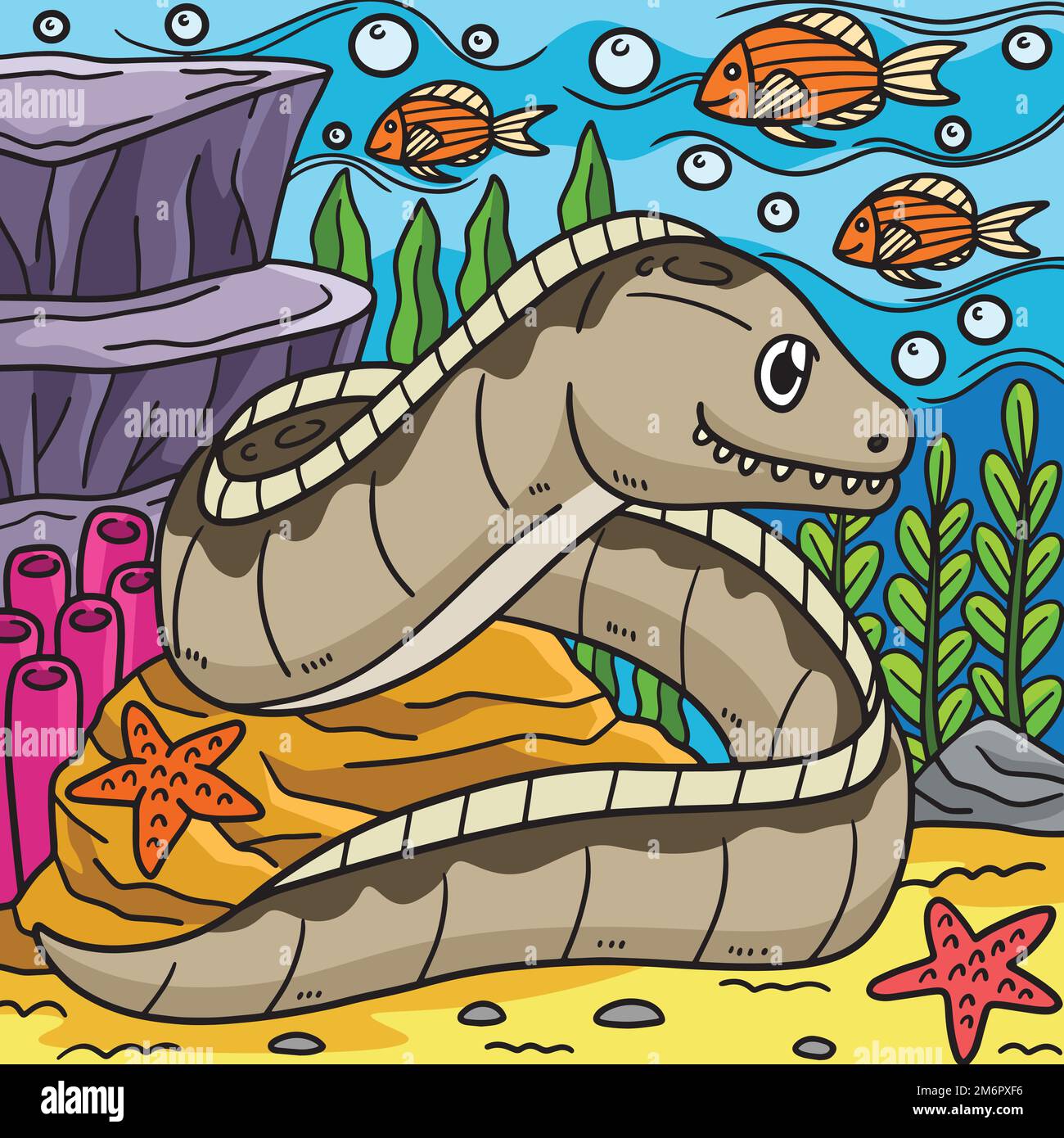 Eel Marine Animal Colored Cartoon Illustration Stock Vector Image & Art