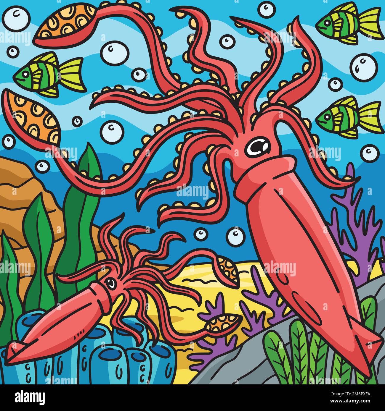 Giant Squid Marine Animal Colored Cartoon Stock Vector Image & Art - Alamy