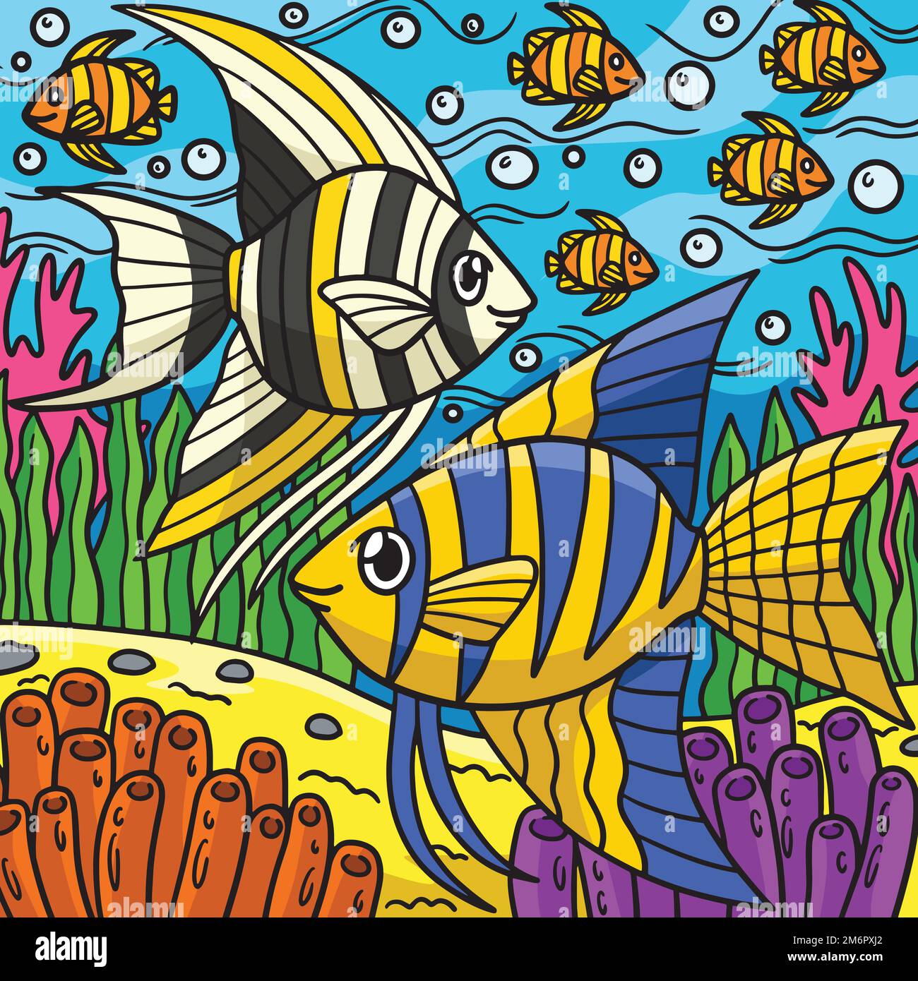 Angelfish Marine Animal Colored Cartoon Stock Vector Image & Art - Alamy