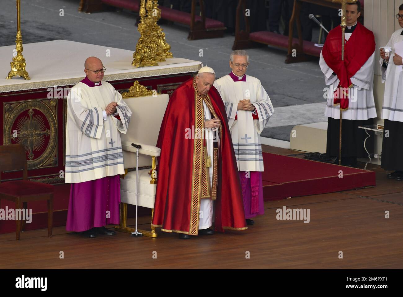 Pope Francis during the Funeral Mass for the Pope Emeritus Benedict XVI ...