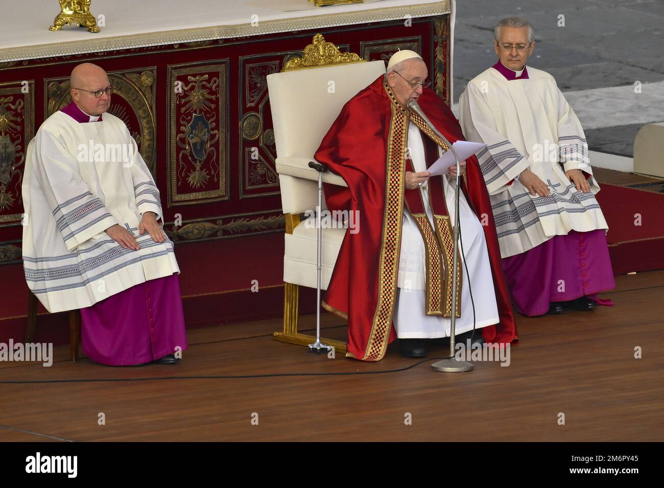 Pope Francis during the Funeral Mass for the Pope Emeritus Benedict XVI ...
