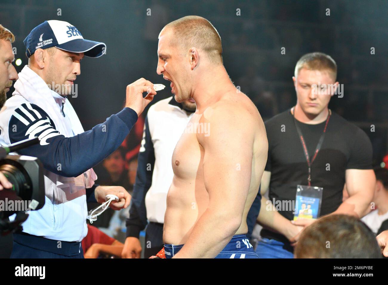 Orenburg, Russia - June 15, 2018: Fight of MMA fighters Marcus Vinicius Lopez (Brazil) - Maxim Yakob Stock Photo