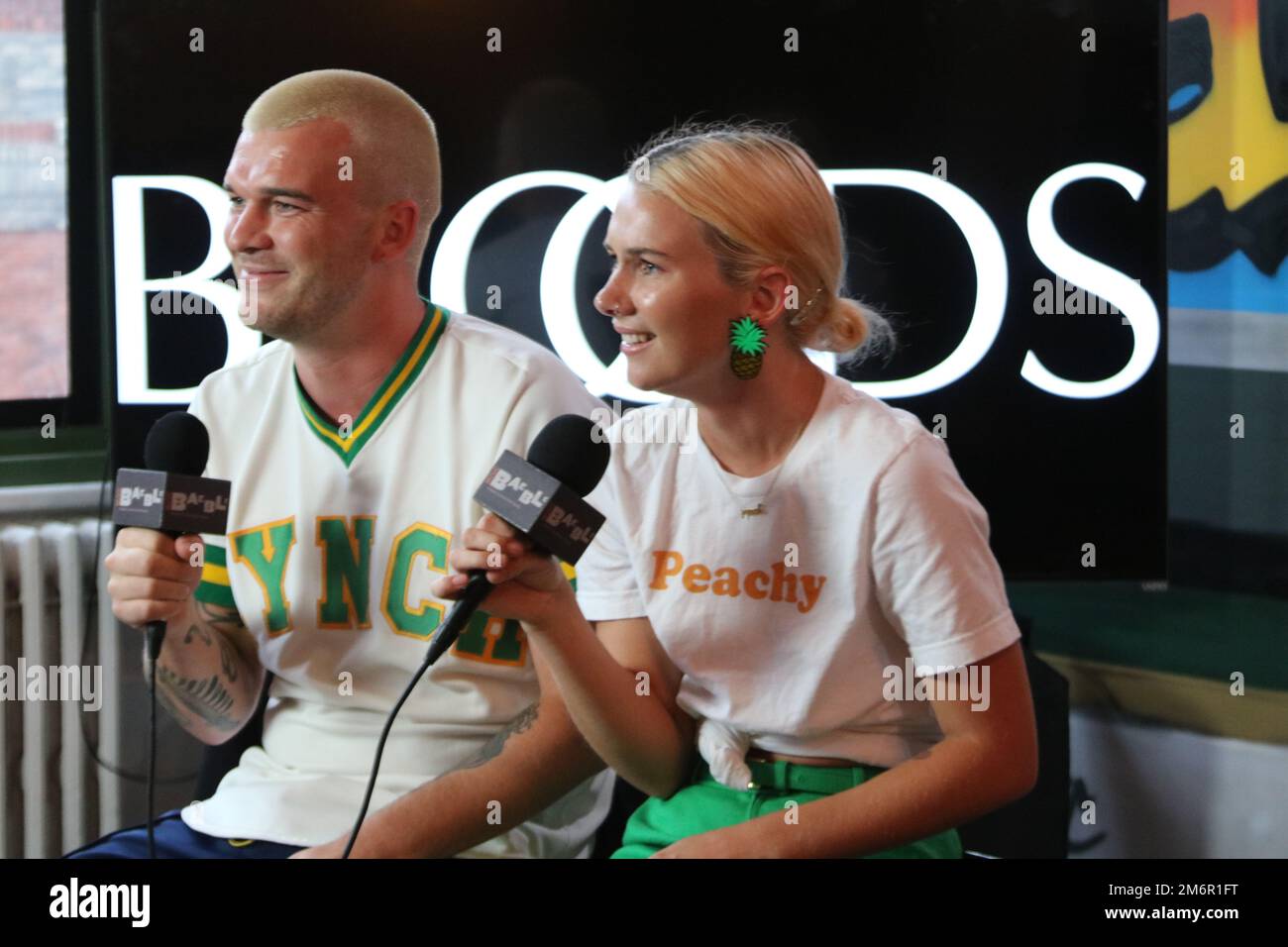 Broods - Georgia and Caleb Nott fiming an interview in New York Stock Photo