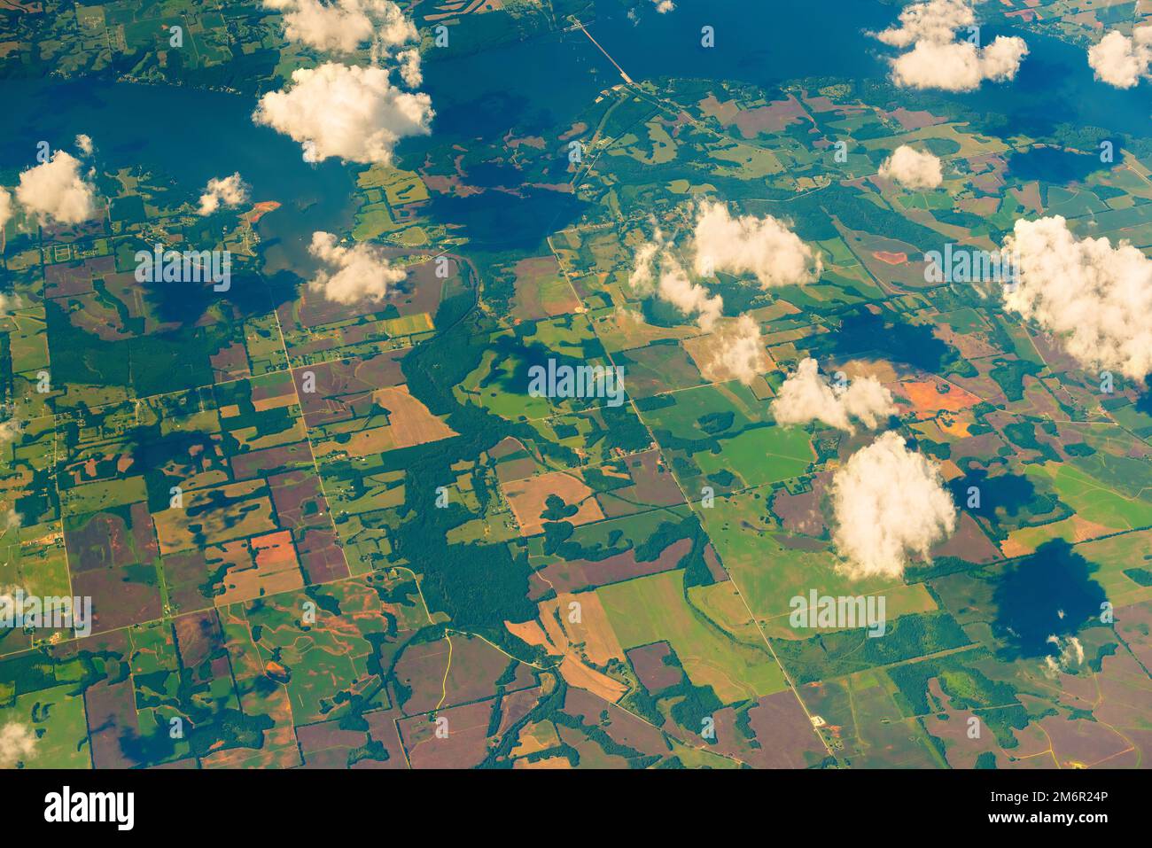 Aerial view of farms in the United States Stock Photo