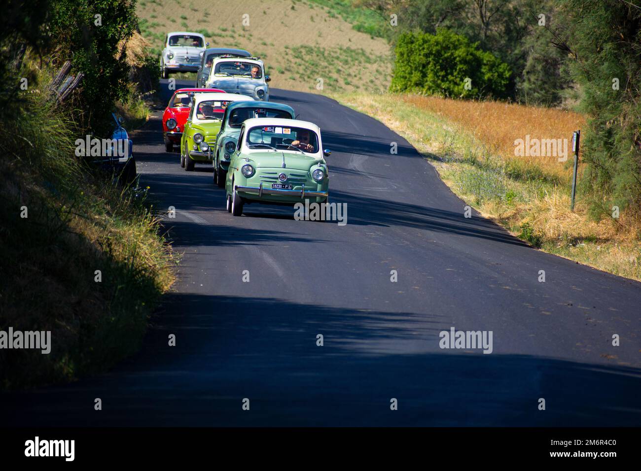 Rally of classic cars fiat 600 in pesaro Stock Photo