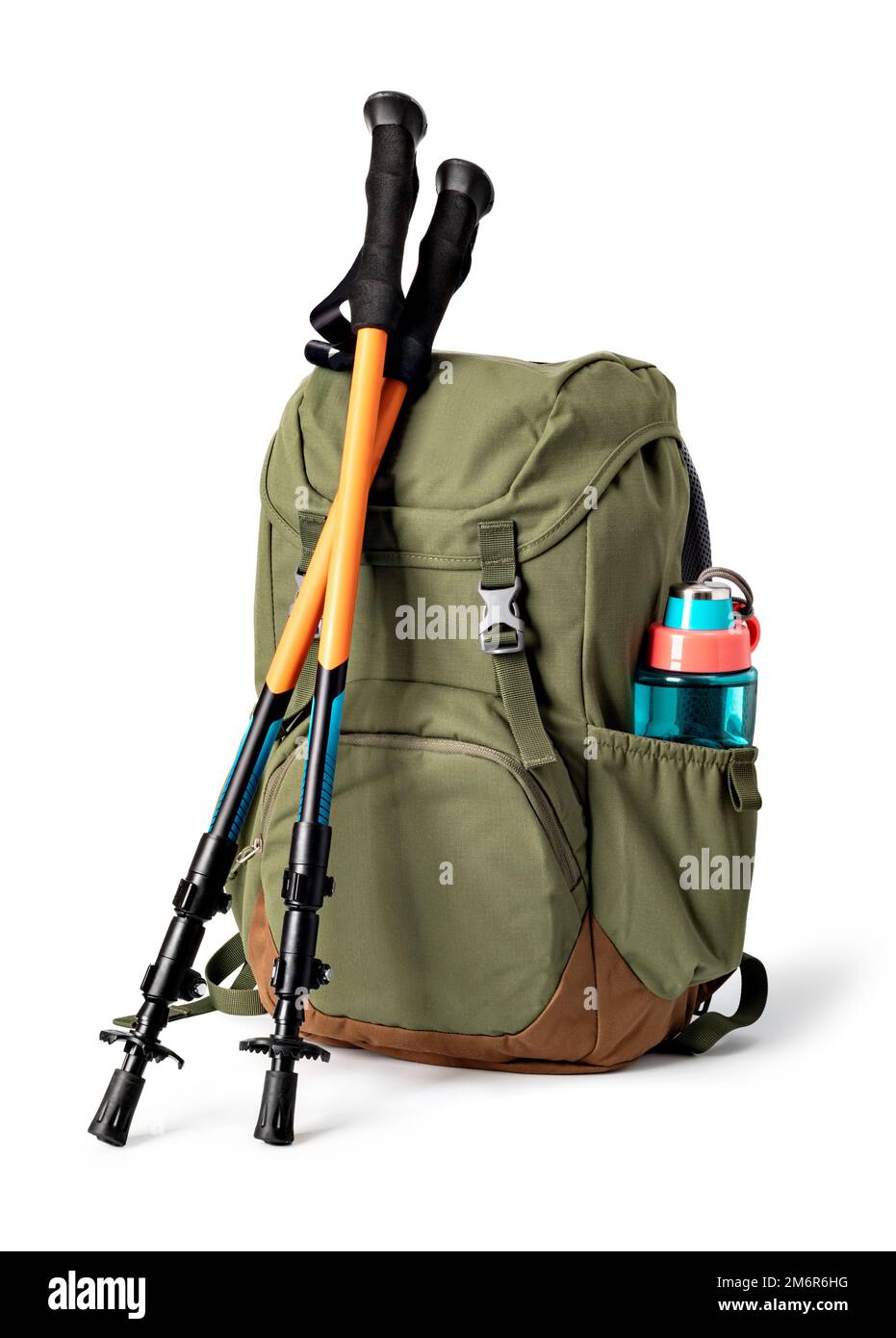 Backpack and trekking poles Stock Photo Alamy
