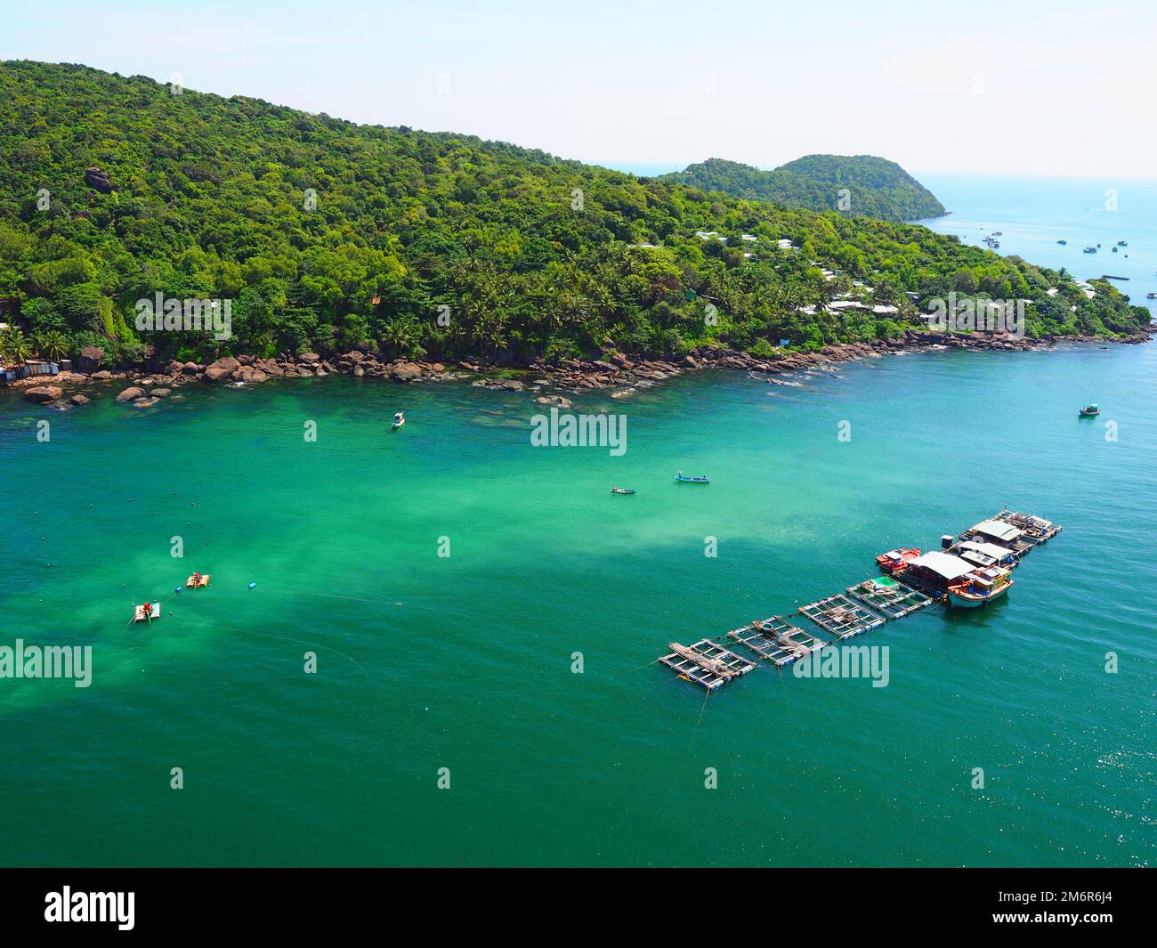 Aerial View over the green islands of the An Thoi Archipelago, Phu Quoc ...