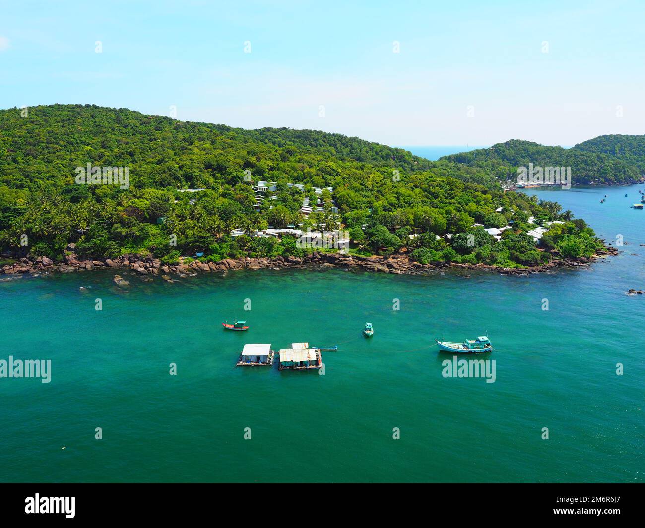 Aerial View over the green islands of the An Thoi Archipelago, Phu Quoc
