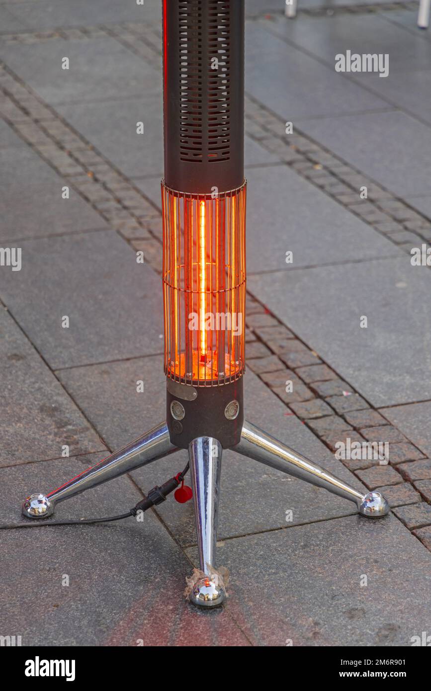 Infrared Lamp Table Leg Electric Outdoor Heater Stock Photo