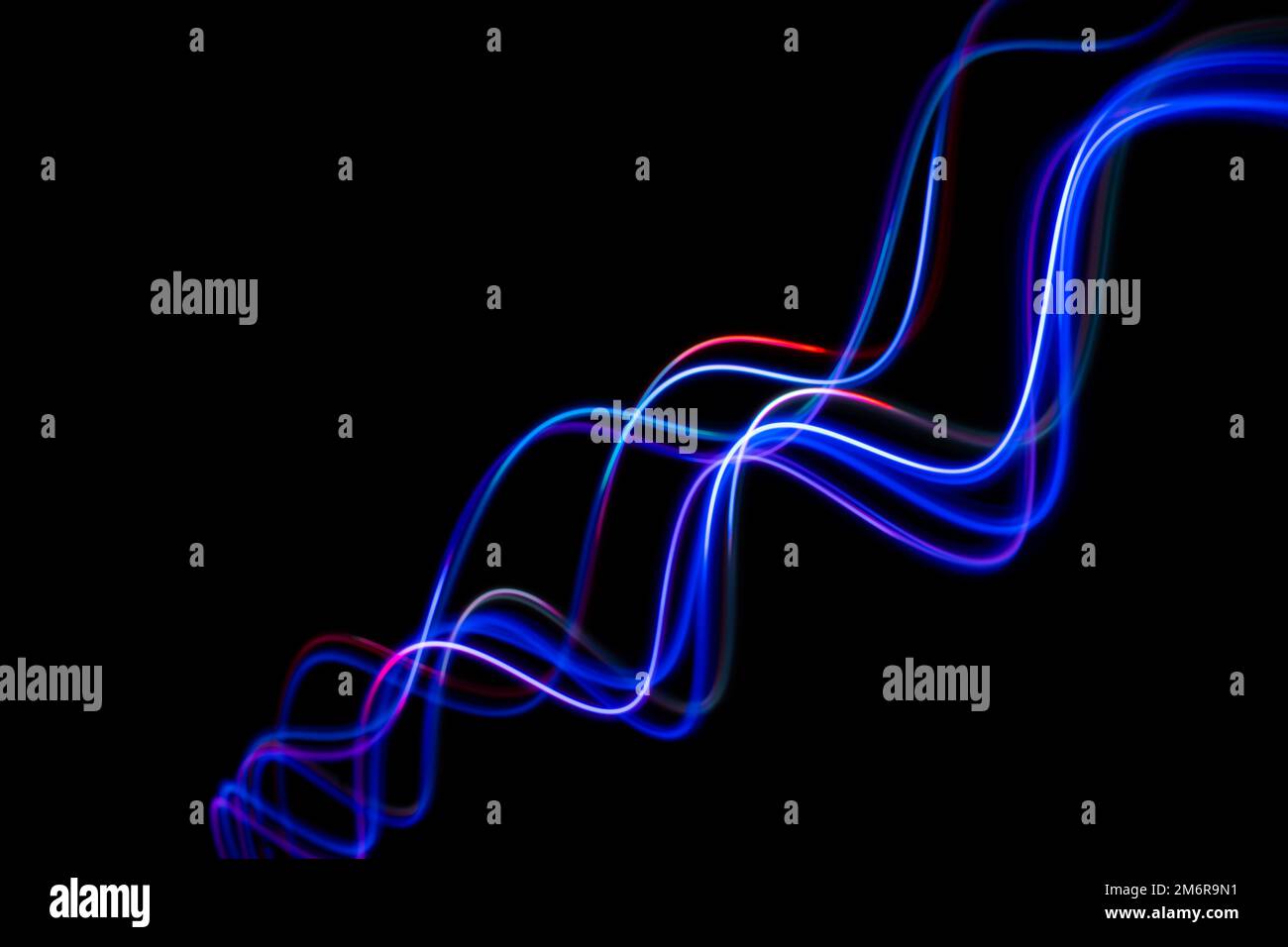 Abstract technology banner design. Digital neon lines on black background. Stock Photo