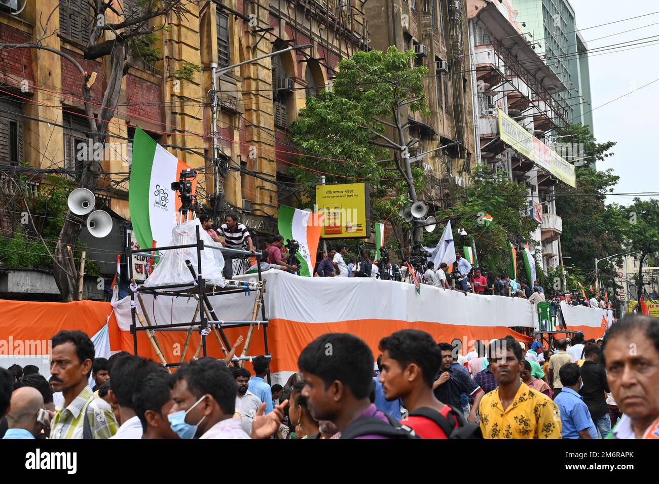 Kolkata, West Bengal, India - 21st July 2022 : All India Trinamool Congress Party, AITC or TMC, at Ekushe July, Shadid Dibas, Martyrs day rally. Stock Photo