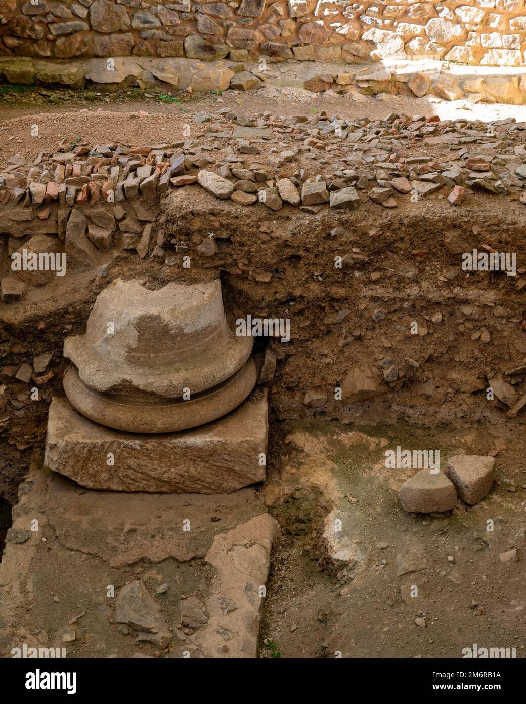 Bibracte Archaeological Center. Gallic archaeological ruins on Mount Beuvray. European site of ancient excavations. Celtic people of the Aedui. Stock Photo