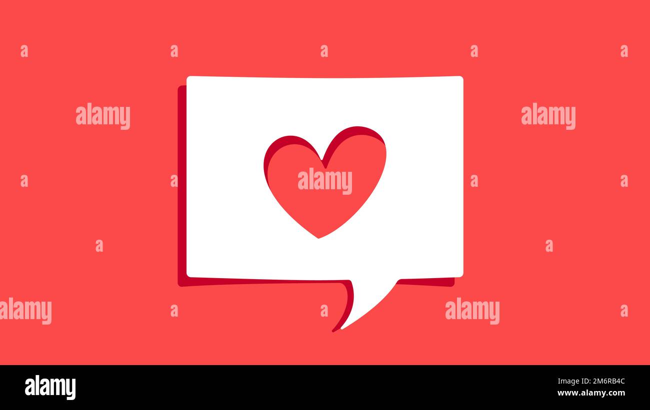 Red Heart shape symbol on cutout white paper speech bubble on red background. Love valentine day message concept. Vector illustration Stock Vector