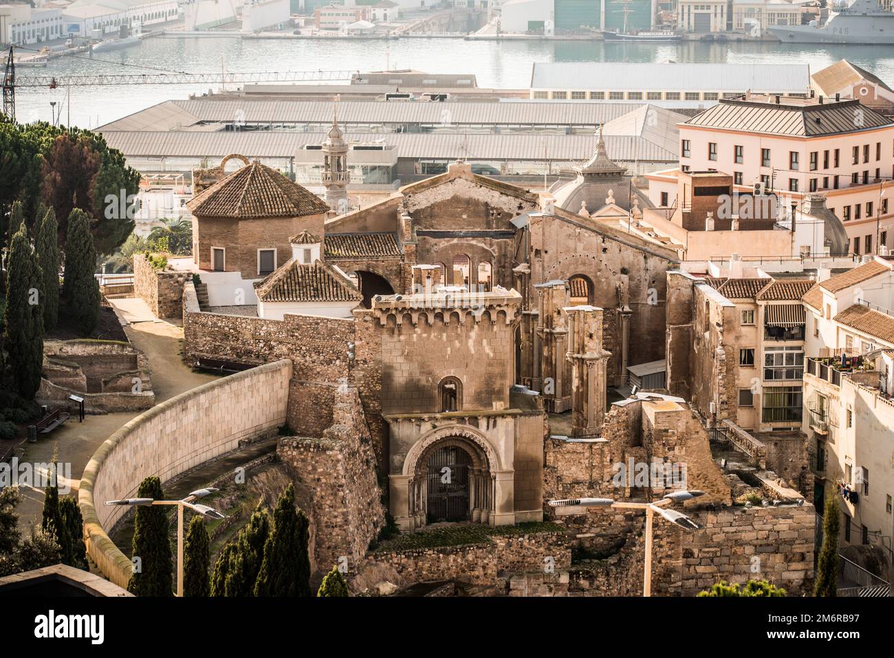 Roman Theater ruins site, Cartagena, Murcia, Espana Stock Photo