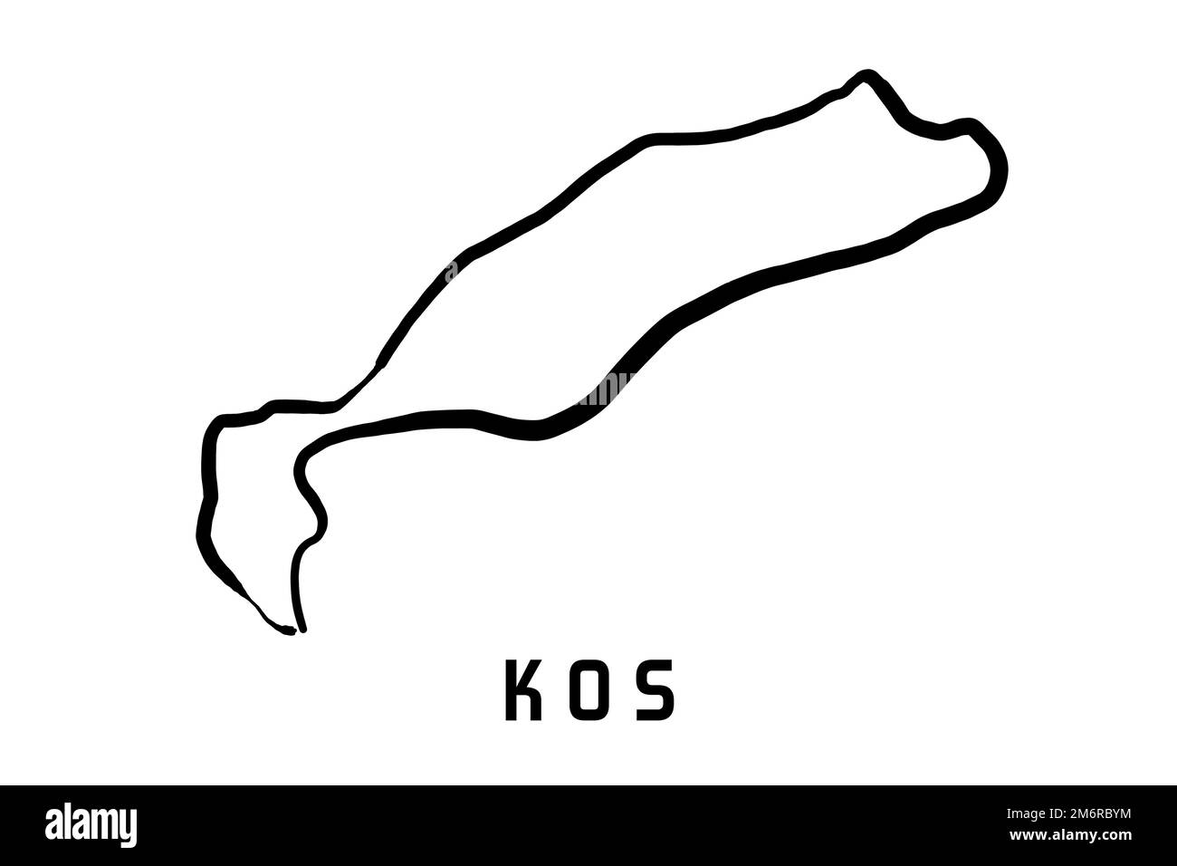 Kos island map in Greece. Simple outline. Vector hand drawn simplified