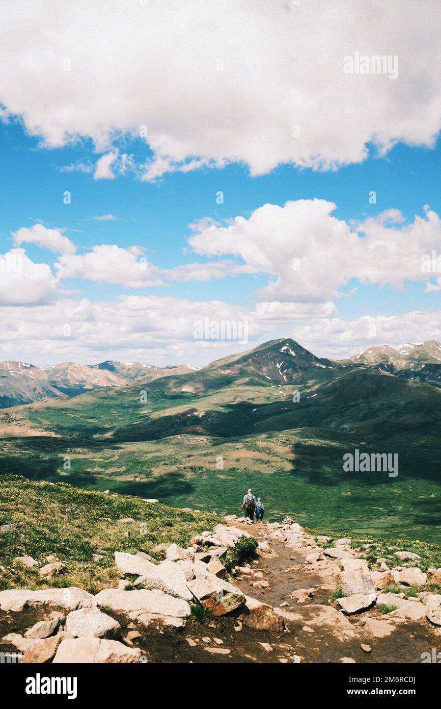 Views while hiking Mt. Bierstadt in Colorado Stock Photo