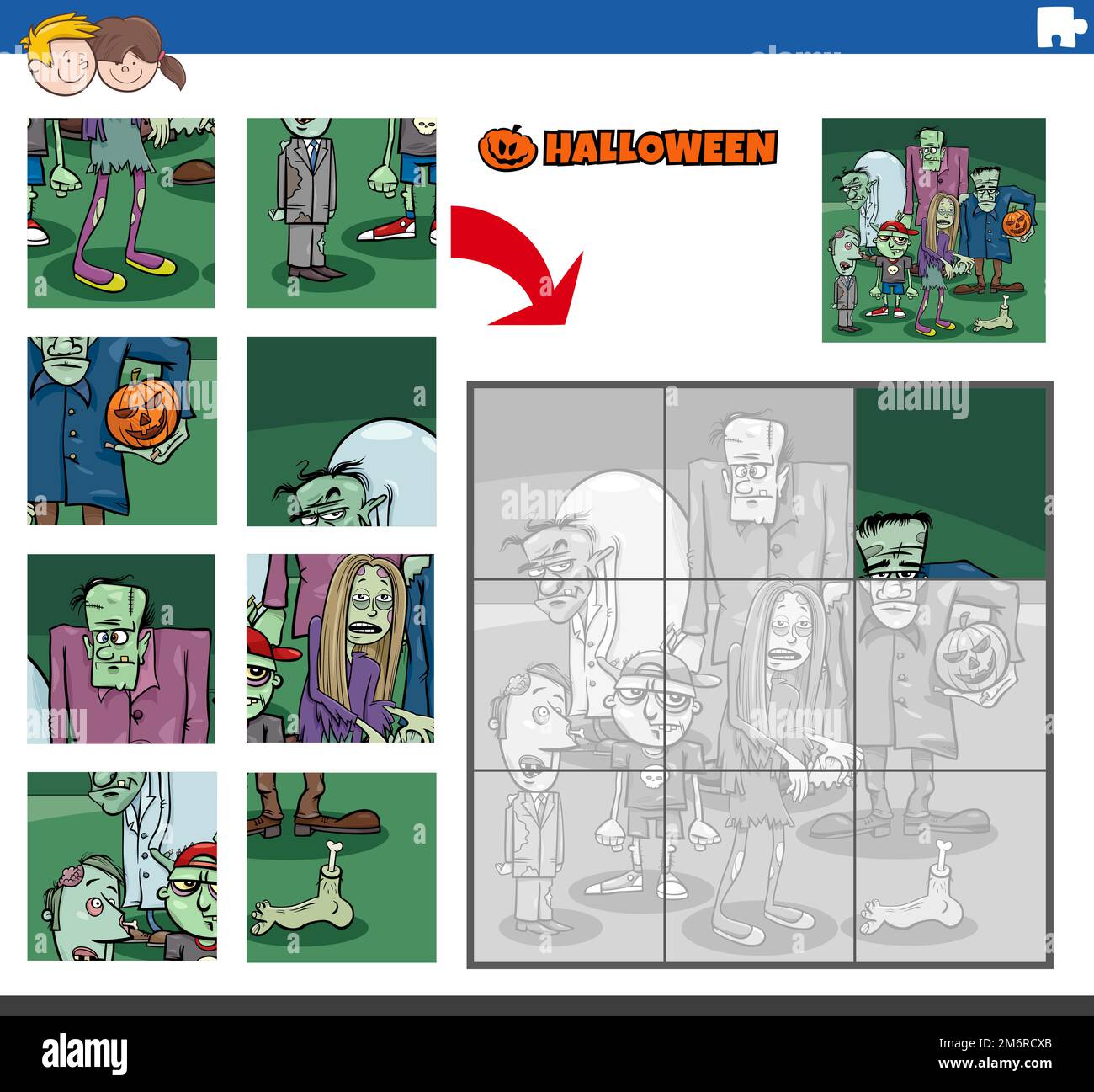 Puzzle Task Cartoon illustration educational jigsaw puzzle hi-res stock photography ...