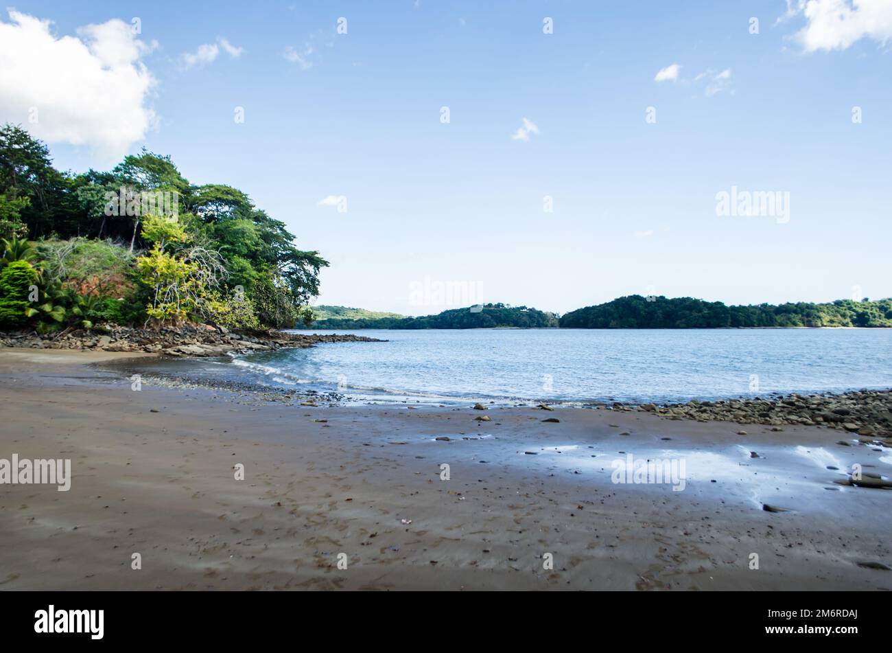 Lonely beach at Boca Grande Island on the Pacific coast of Panama Stock Photo