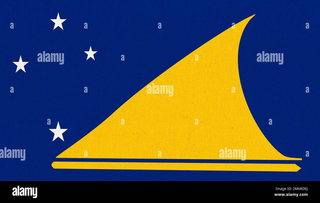 Flag of Tokelau. National flag of Tokelau Islands. flag of island country Tokelau on fabric surface Stock Photo