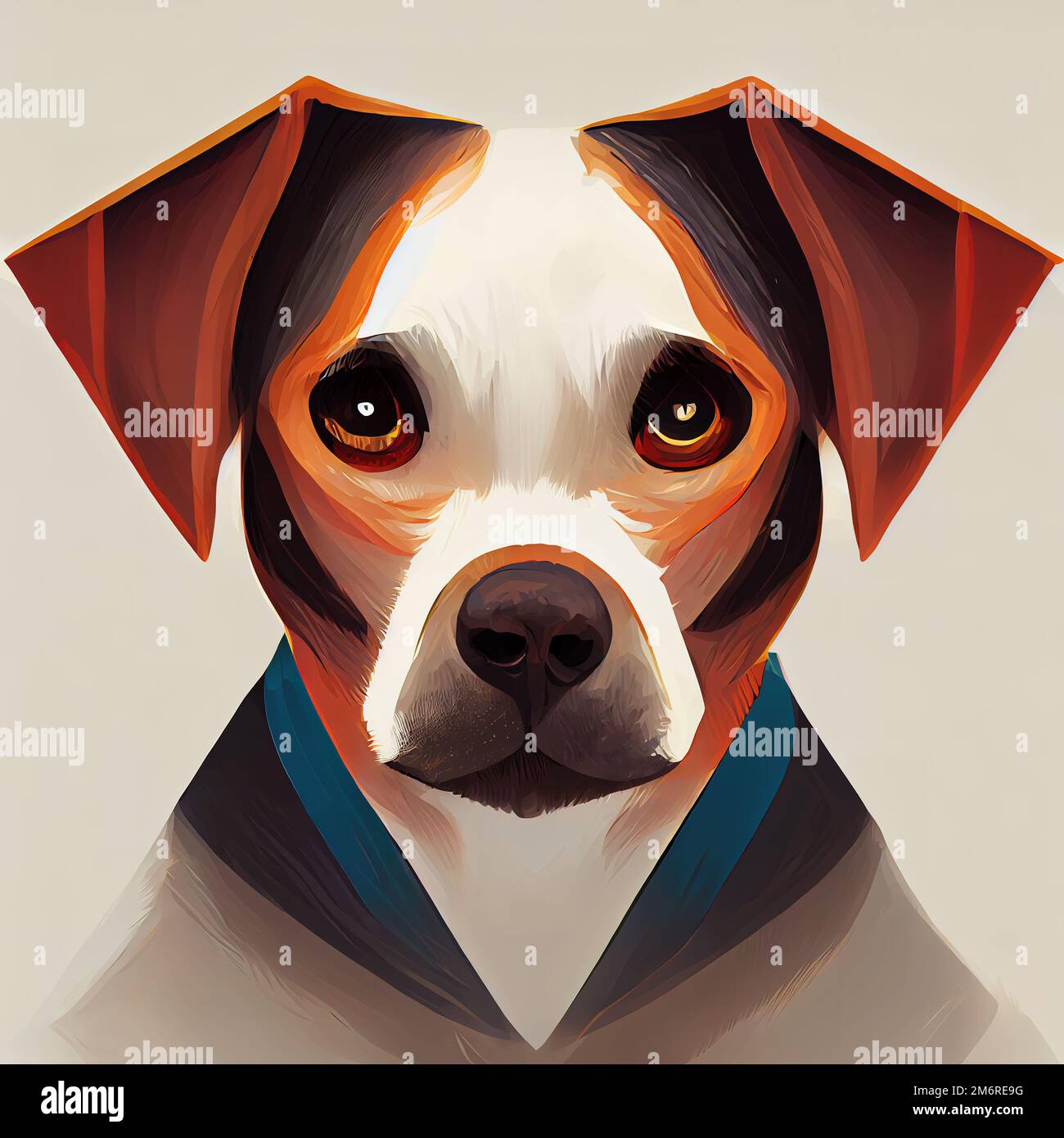 Dog portrait paint flat illustration. Digital illustration based on render by neural network Stock Photo