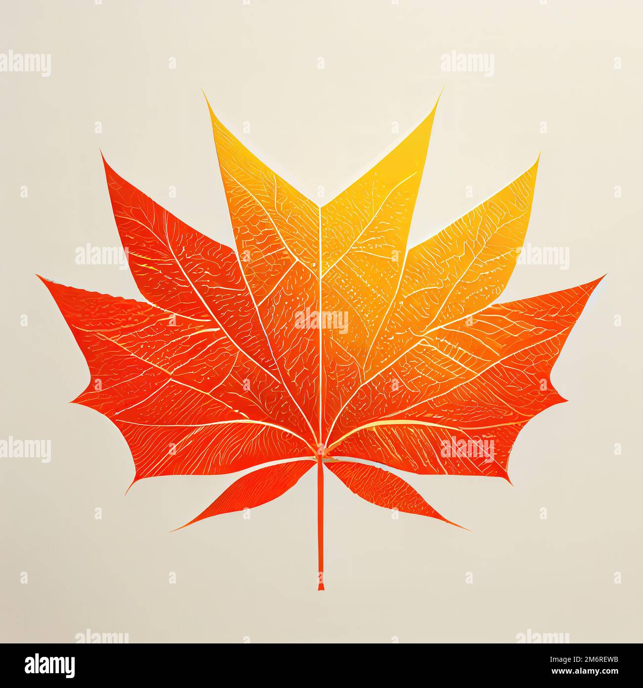 Autumn maple leaf flat illustration. Digital illustration based on render by neural network Stock Photo