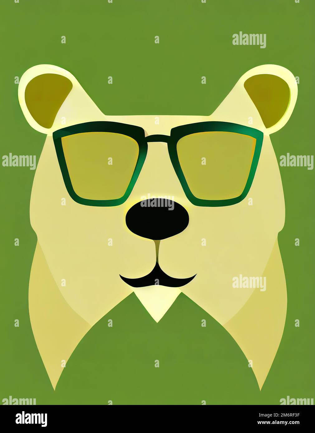 Bear head simple template illustration. Digital illustration based on render by neural network Stock Photo