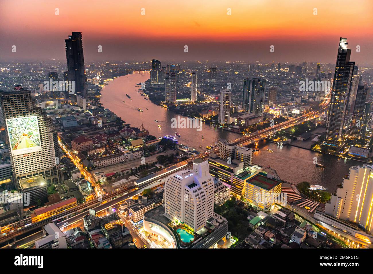 Sunset over Bangkok and the Chao Phraya River, Thailand Stock Photo - Alamy