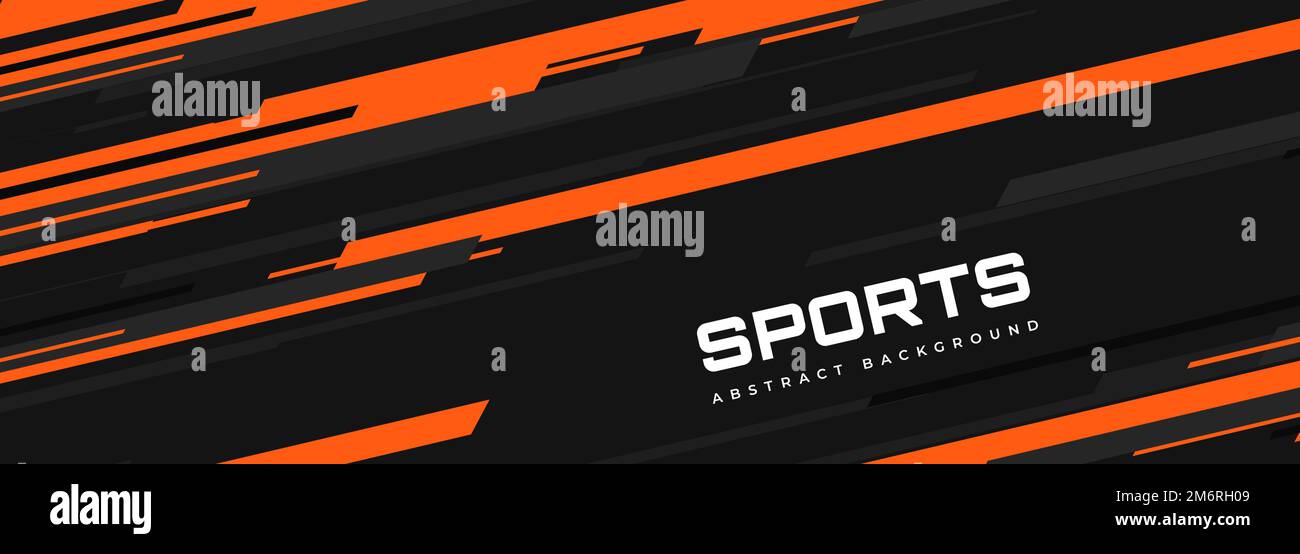 Modern sports banner design with diagonal orange and gray lines. Abstract sports background