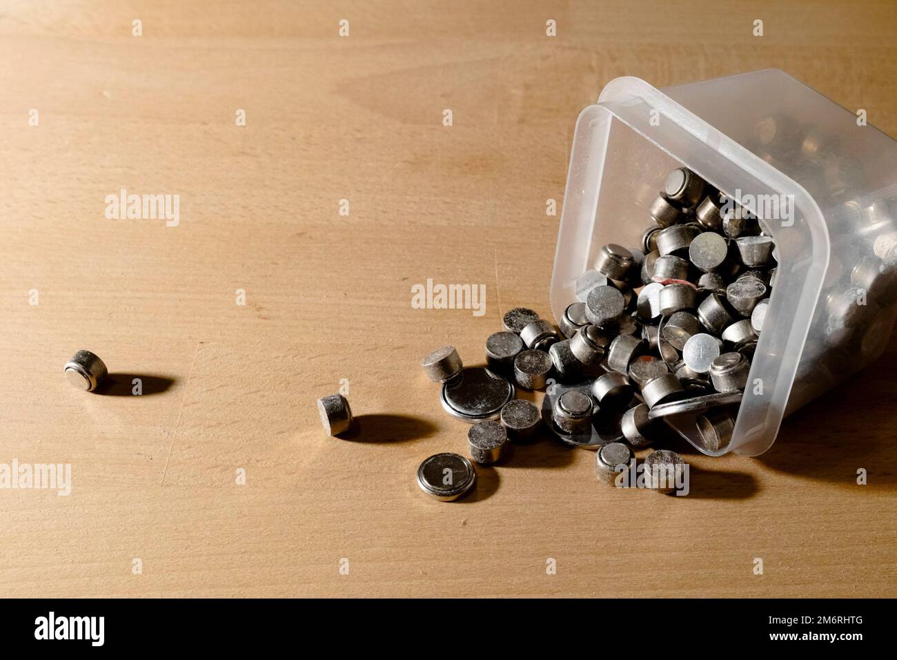 Batteries for recycling. Hearing aid and assorted button cells Stock