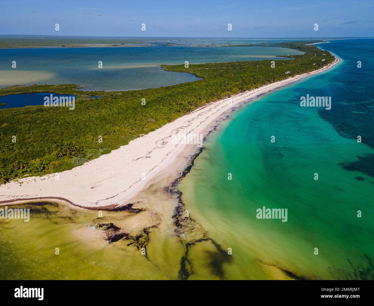 Aerial of the Unesco world heritage site biosphere reserve Sian Ka'an Biosphere Reserve, Quintana Roo, Mexico Stock Photo