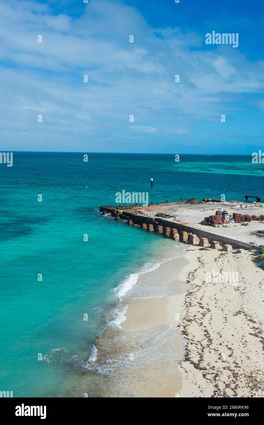 White sand beach in turquoise waters, Fort Jefferson, Dry Tortugas